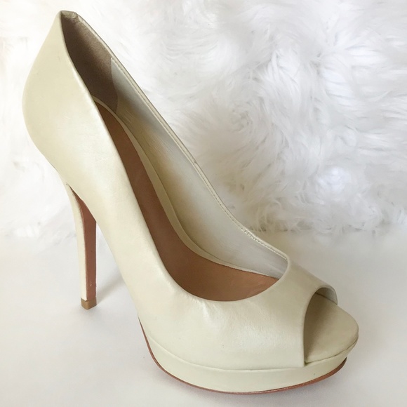 Aldo Beige Platform Peep Toe High Heels - Picture 2 of 4